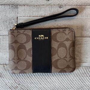 Coach Signature Brown and Black Wristlet